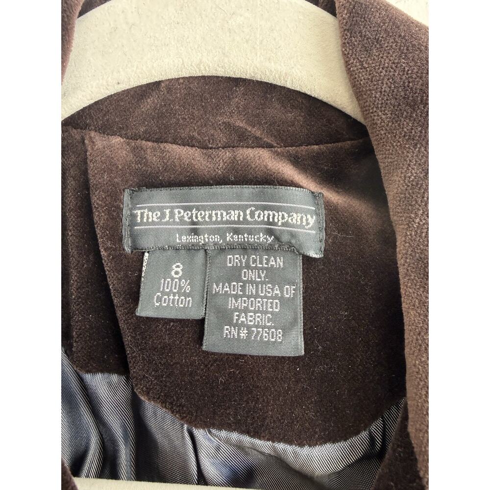 Vintage J Peterman Co. Brown Velvet Peacoat Womens Sz 8 Double Breasted USA Made - Picture 3 of 14